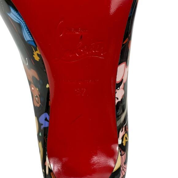 New Christian Louboutin Hot Chick Dr Bored Patent Leather Pumps Black Size 37 - Picture 9 of 10